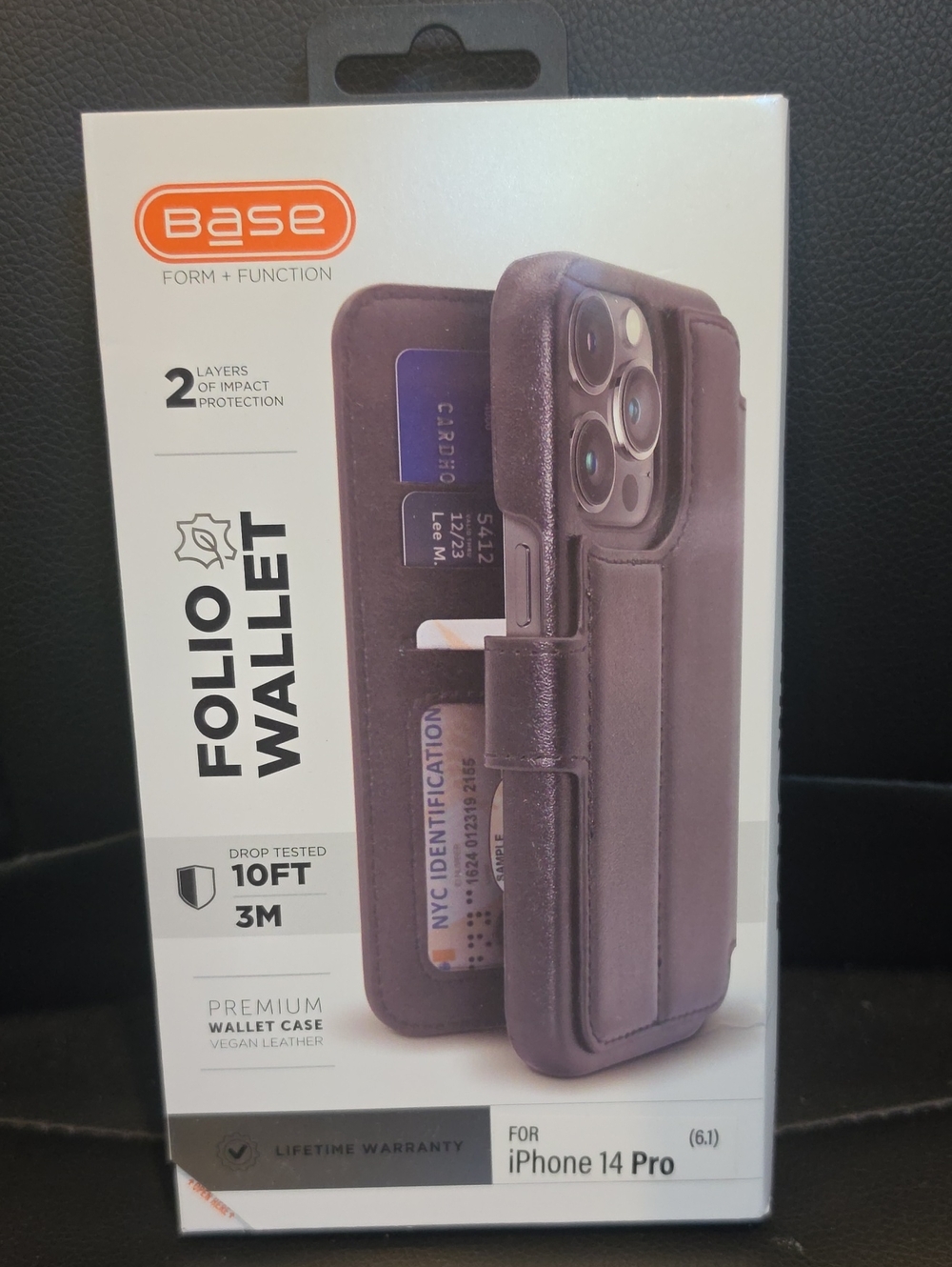 NWT BASE Black Folio Wallet Case For iPhone 14 Pro